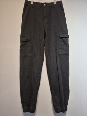 Men's Black Cargo Pants with Elastic Cuffs